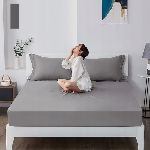Bawełniane Prześcieradło z Gumką 160x200 Miękkie Kolor Jasnoszary na Arena.pl