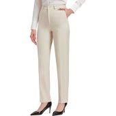 Spodnie garniturowe damskie wysoki stan beżowe długie nogawki Tall 3XL