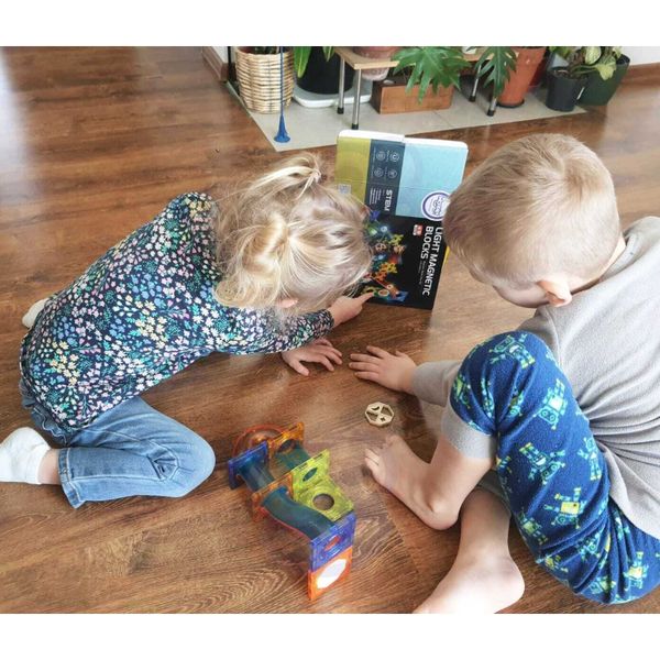 WOOPIE Klocki Magnetyczne Tor Kulkowy Świetlny Kulodrom 49 el. zdjęcie 10