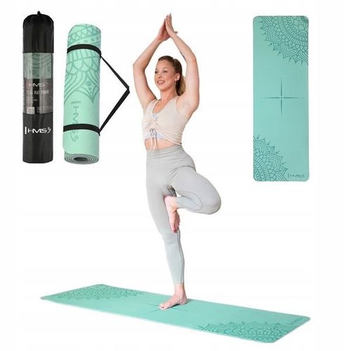 Mata materac miękka TPE podwójna warstwa 182x61cm ZESTAW z pokrowcem +paski na Arena.pl