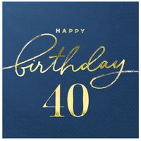 Serwetki Happy Birthday 40 granatowe 10szt