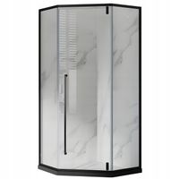 Kabina Prysznicowa Pięciokątna Czarna 80 x 80 + Brodzik Biały 5 cm + Syfon