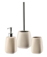Zestaw komplet łazienkowy 3-elementowy PASTELLO ceramika beżowy matowy