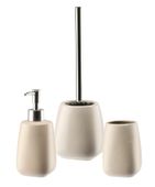 Zestaw komplet łazienkowy 3-elementowy PASTELLO ceramika beżowy matowy
