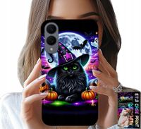 ETUI DO SAMSUNG GALAXY S25 EDGE - CZARNY KOTEK HALLOWEEN SALEM DYNIA WZORY