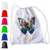 WOREK PLECAK SPORTOWY NA WF DLA DZIECI - MOTYL + IMIĘ! MOTYLEK ĆMA SKRZYDŁA