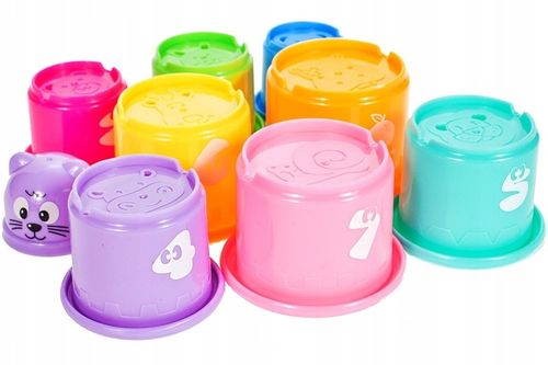 PIRAMIDA WIEŻA Z KLOCKÓW KUBECZKÓW DO ZABAWY WODY KLOCKI DLA DZIECI ZABAWKA na Arena.pl