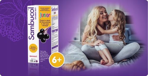 Sambucol Junior 6+ czarny bez, syrop na odporność 120 ml x2 + GRATIS na Arena.pl