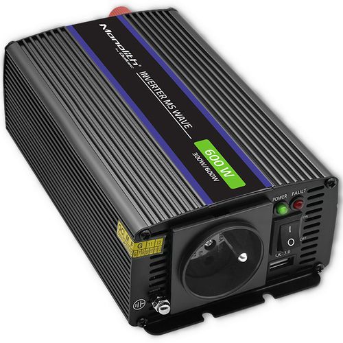 Qoltec Przetwornica napięcia Monolith 600 MS Wave | 12V na 230V | 300/600W | USB na Arena.pl
