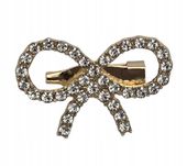 Elegancka broszka kokardka z cyrkoniami kolor złoty 3cm