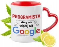 Kubek Dla Programisty Czerwony Z Uszkiem W Kształcie Serca Na Prezent