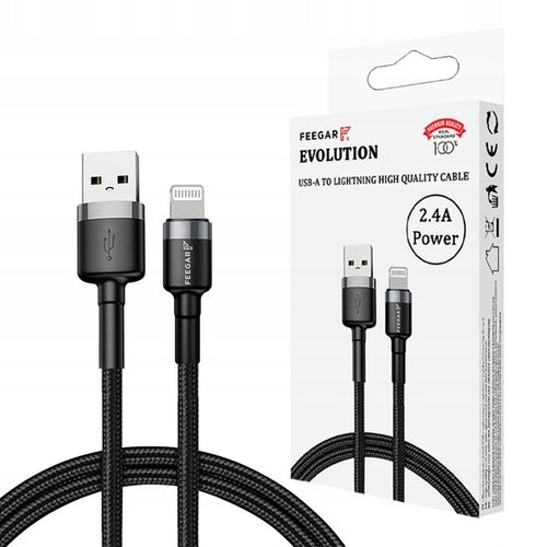 Feegar Kabel USB Lightning do iPhone iPad nylonowy Szybkie Ładowanie na Arena.pl