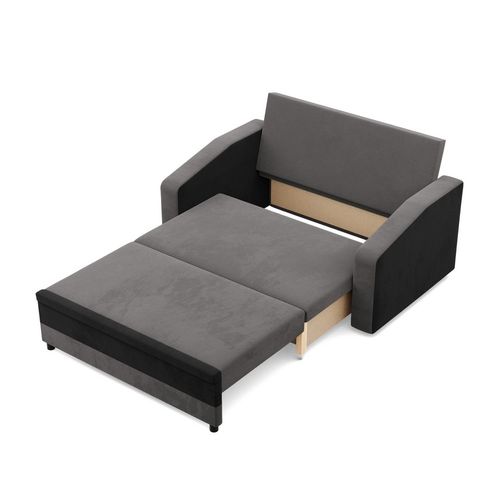 Sofa rozkładana, mikrofaza, AURELO, 148x87x90, szary, czarny | TYLETEGOTU na Arena.pl