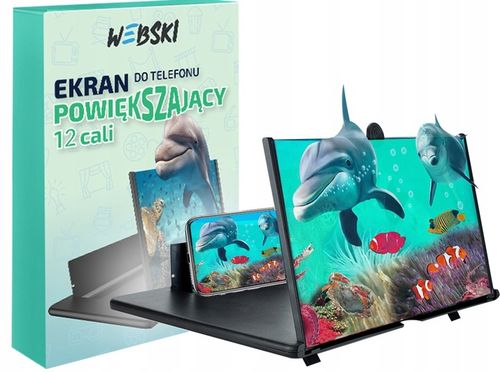 EKRAN POWIEKSZAJĄCY do TELEFONU DO 12 CALI Powiększacz z uchwytem WEBSKI na Arena.pl