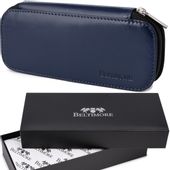 Granatowy Piórnik Skórzany Etui Na Pióro Beltimore J05