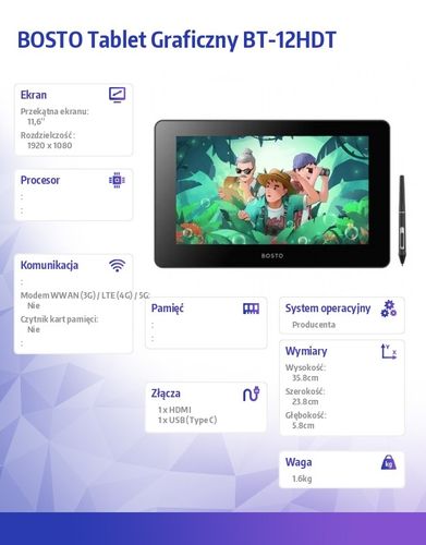 Tablet graficzny BOSTO BT-12HDT na Arena.pl