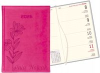 Kalendarz A6 2026 TYGODNIOWY KIESZONKOWY grawer KWIATY prezent Z IMIENIEM