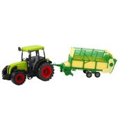 TRAKTOR ROLNICZY FARMERSKI Z ZIELONO-ŻÓŁTĄ PRZYCZEPĄ