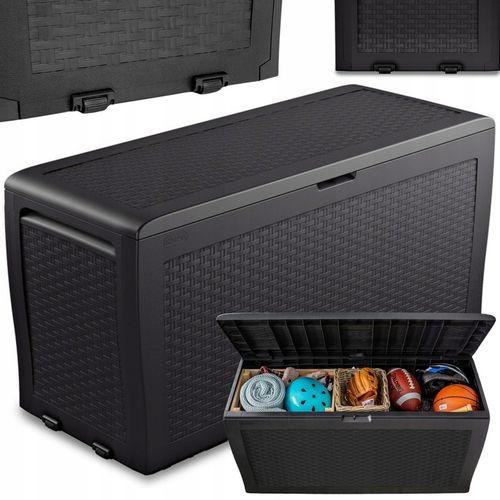 SKRZYNIA OGRODOWA BALKONOWA SCHOWEK RATTAN 270L - POJEMNA - GRAFITOWA - XL na Arena.pl