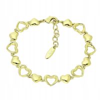 Bransoletka Pozłacana 14K Złote Serca 17+3 cm 9 mm