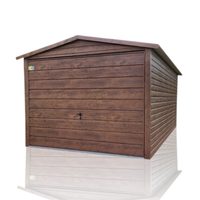 Garaż blaszany drewnopodobny 3x5 PREMIUM – dwuspadowy dach, brama uchylna