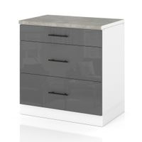 Szafka Kuchenna Stojąca Z Blatem 3 Szuflady 80cm Spremium Szary Połysk
