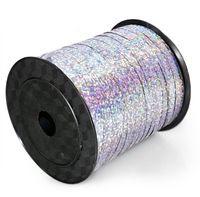 Wstążka tasiemka plastikowa do balonów srebrna holograficzna 205m