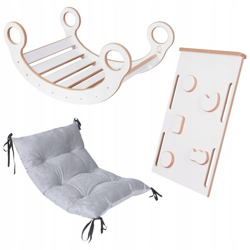 Zestaw Bujak Montessori + Ścianka + Zjeżdżalnia +Poduszka DREWNO CERTYFIKAT na Arena.pl