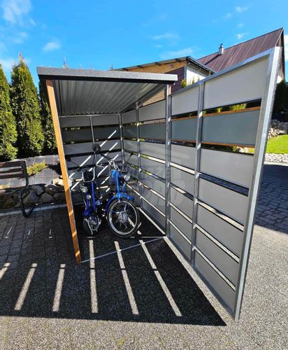 Wiata śmietnikowa 1,2x2 m Antracyt + złoty dąb - pad tył GP356 na Arena.pl