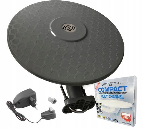 ANTENA TV DOOKÓLNA DVB-T2 KOMPAKTOWA AKTYWNA SZARA na Arena.pl