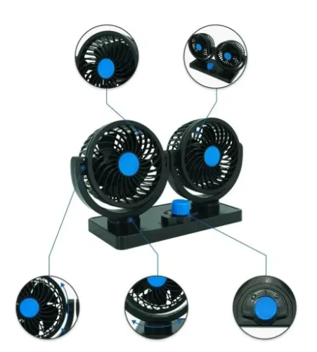 MOCNY WIATRAK WENTYLATOR SAMOCHODOWY PODWÓJNY 12V na Arena.pl