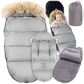 Śpiworek otulacz z futerkiem szary zimowy do wózka gondoli sanki+ pokrowiec