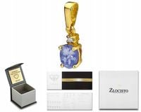 ZŁOTA ZAWIESZKA Z BRYLANTEM I TANZANITEM GRAWER