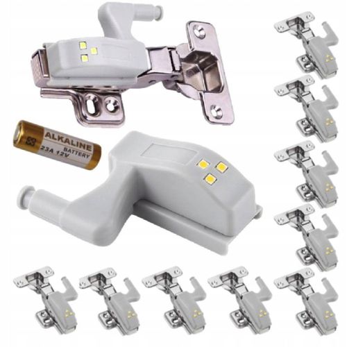 10x LAMPKA LAMPKI DO SZAFKI SZAFY NA ZAWIAS ZAWIASY DRZWI 3LED + na Arena.pl