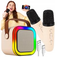 ZESTAW KARAOKE DLA DZIECI GŁOŚNIK BEZPRZEWODOWY MIKROFON 2SZT BLUETOOTH