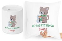 Na Święta Zestaw Poduszka + Skarbonka Prezent Z Nadrukiem Ze Zdjęciem