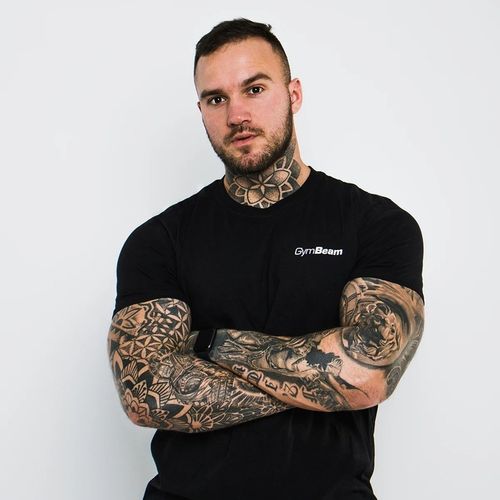 KOSZULKA SPORTOWA MĘSKA TRENINGOWA FITNESS T-SHIRT FIT - GymBeam L czarna na Arena.pl