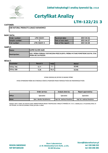 Susz konopny CBD Super Silver Haze Mocny 100 g na Arena.pl