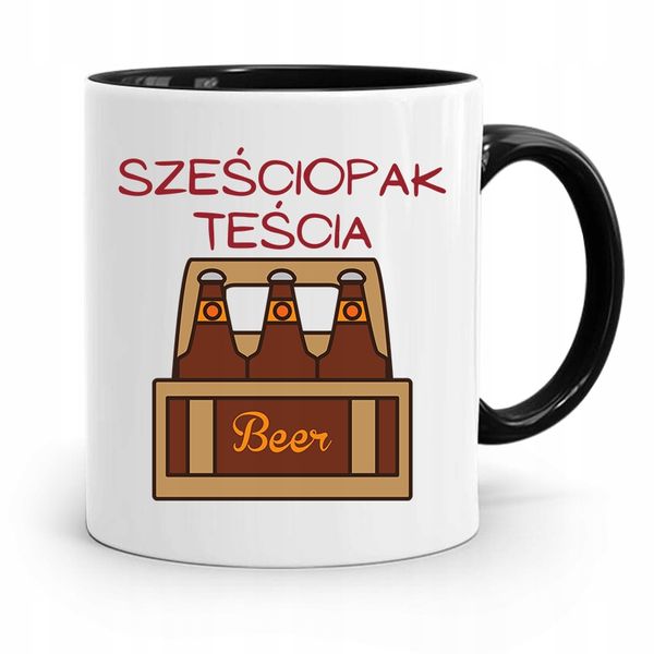 Kubek Czarny Dla Teścia Taty Sześciopak Teścia Z Nadrukiem Ze Zdjęciem zdjęcie 1