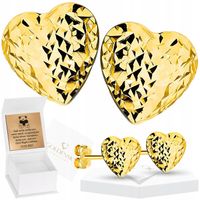 Złote kolczyki dla dziewczynki 585 SERCA DIAMENTOWANE DELIKATNE NA PREZENT