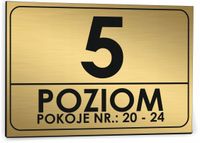Tabliczka dibond 40x30 NUMER POKOJI POZIOMU Pietra i Klatki schodowe