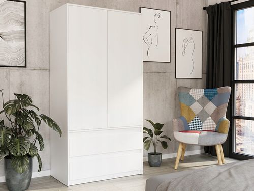Szafa garderoba 90cm 2d 2szuflady biała B-9 na Arena.pl