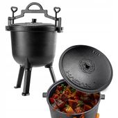 KADAX Kociołek Żeliwny 10L Myśliwski Garnek Na Ognisko Grill Do Pieczonek