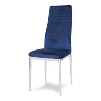 Krzesło nowoczesne tapicerowane welurowe na metalowych chromowanych nogach do salonu kuchni niebieskie 704V-TH-BLCH