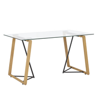 Stół do jadalni szklany 140 x 80 cm jasne drewno TACOMA