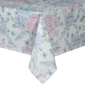 Obrus z drukowanym wzorem w kwiaty SUMMER 140X180 naturalny + różowy