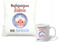 Zestaw PODUSZKA i KUBEK nadruk PREZENT najfajniejsza BABCIA na świecie
