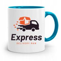 Kubek Błękitny Dla Kuriera Express Delivery Z Nadrukiem Ze Zdjęciem