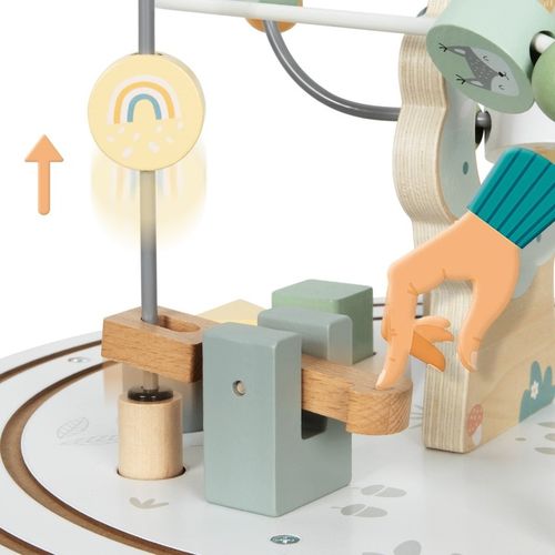 Drewniany okrągły stolik edukacyjny z magnetyczną kolejką i wyrzutnią na Arena.pl