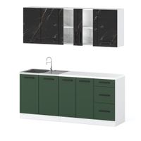 Kuchnia Modułowa Z Blatem Rest 2.0m Biały San Sebastian Butelkowa Zieleń